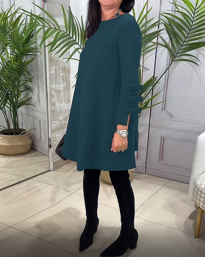MEREDITH | SWING-KLEID MIT RUNDAUSSCHNITT UND AUSGESTELLTEN ÄRMELN