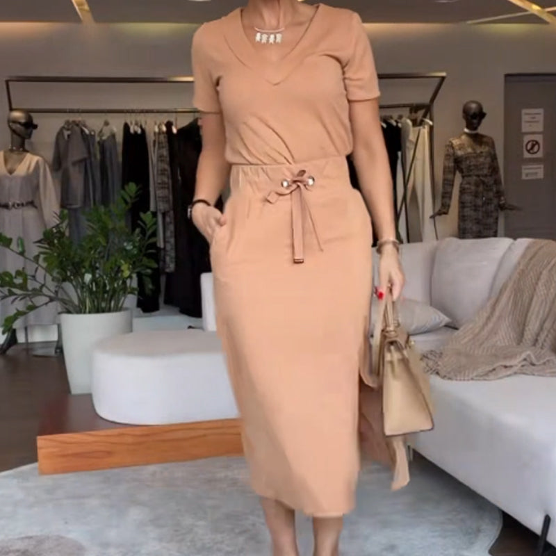 CECILY | V-NECK TOP & SKIRT SET