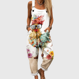 BEQUEME LATZHOSE MIT BLUMENMUSTER FÜR DAMEN