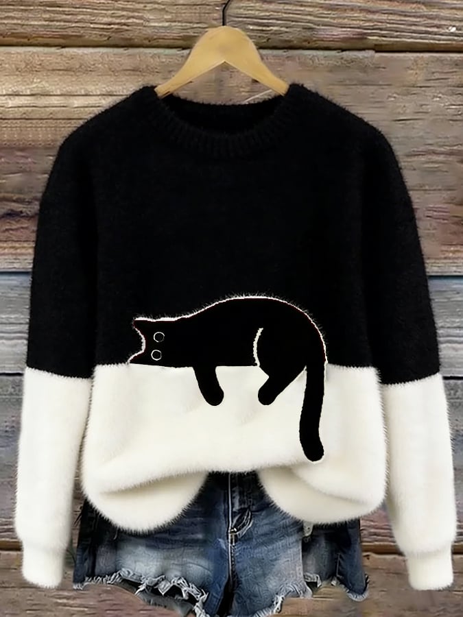 KIRSTEN | ELEGANTES SWEATSHIRT MIT KATZEN-PRINT