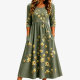 SOPHIA | SAGE BLOSSOM GRACE TASCHEN-MIDIKLEID