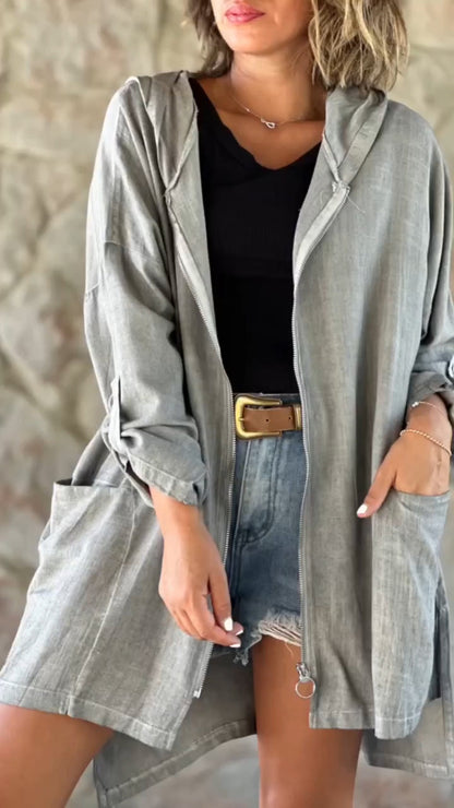 WINIFRED | CASUAL HOODED ZIP-UP JACKET