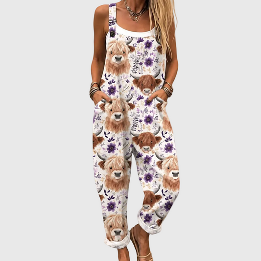 HOCHLANDRINDER UND BLUMEN-LATZHOSE