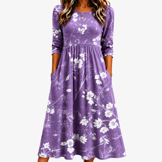 VIOLET | LAVENDER BLOOM KOMFORT-MIDIKLEID MIT TASCHEN