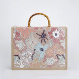 PETALDREAM | PASTELBLUMEN-PAILLETTENTASCHE MIT BAMBUSGRIFF
