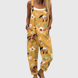 WEICHER JUMPSUIT MIT PFERDE- UND BLUMENPRINT