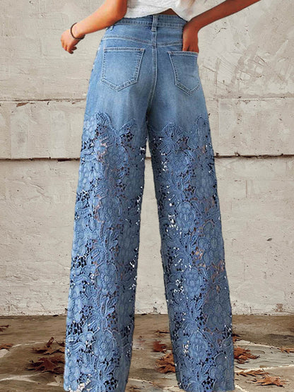 OCTAVIA | JEANS MIT WEITEM BEIN UND SPITZENEINSATZ