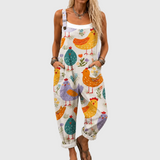 WEICHER JUMPSUIT MIT BUNTEM VOGEL-PRINT
