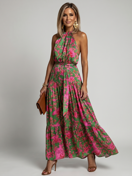 ROWEN | DRAPIERTES HALTERNECK-MIDIKLEID