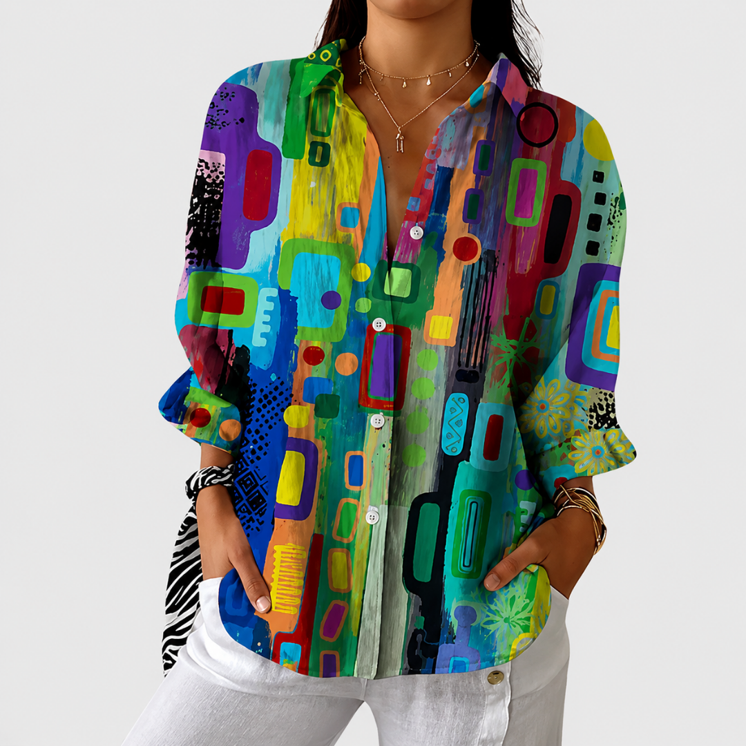 KINSLEY | LEICHTE UND FARBENFROHE BLUSE MIT DRUCK
