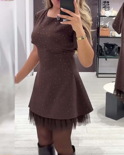CHRISTEL | SPARKLE TULLE HEM MINI DRESS