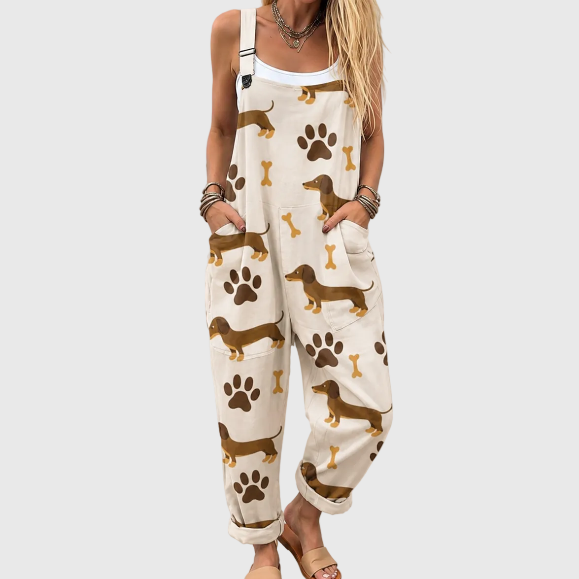 WEICHER JUMPSUIT MIT HUNDEMOTIV