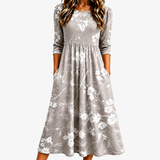 VIOLET | SILVER BLOSSOM GRACE POCKET-MIDIKLEID