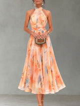 ROSE | HALTERNECK-KLEID MIT AQUARELL-PRINT