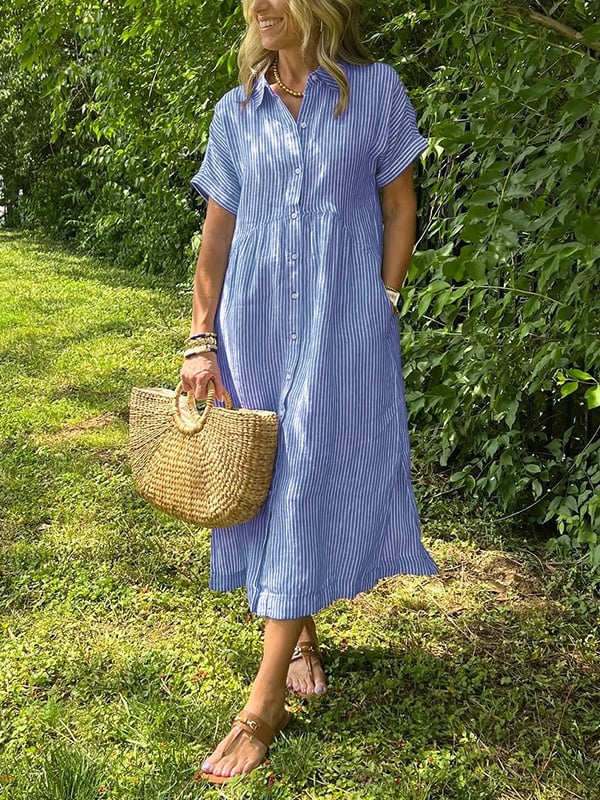 MONA | ELEGANTES GESTREIFTES KLEID