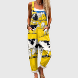 HELLGELBER JUMPSUIT MIT COUNTRY-PRINT