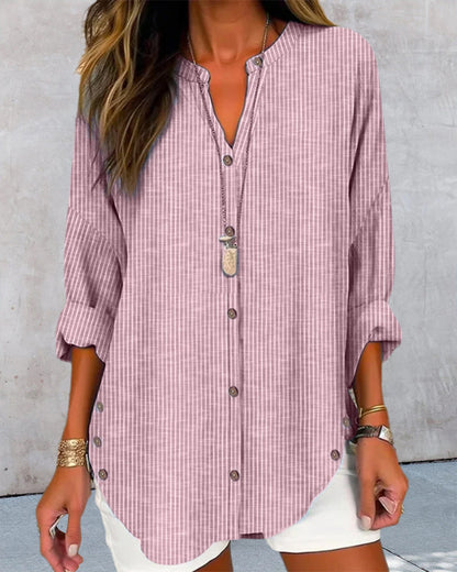 LINDA | BLAU GESTREIFTES V-NECK-TOP