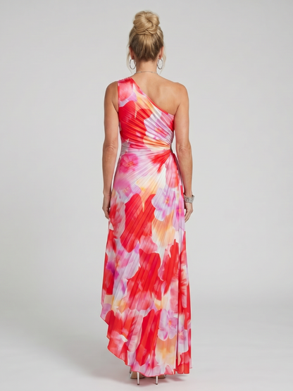 TAYA | MIDI-KLEID MIT EINSEITIGEM PLISSEE-OBERTEIL