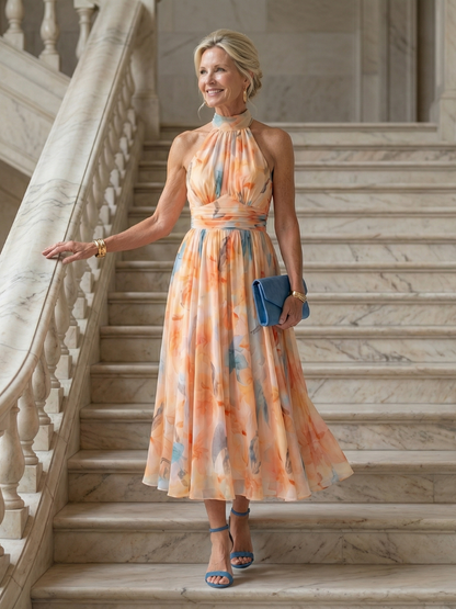 ELIN | MIDI-KLEID MIT HALTERNECK