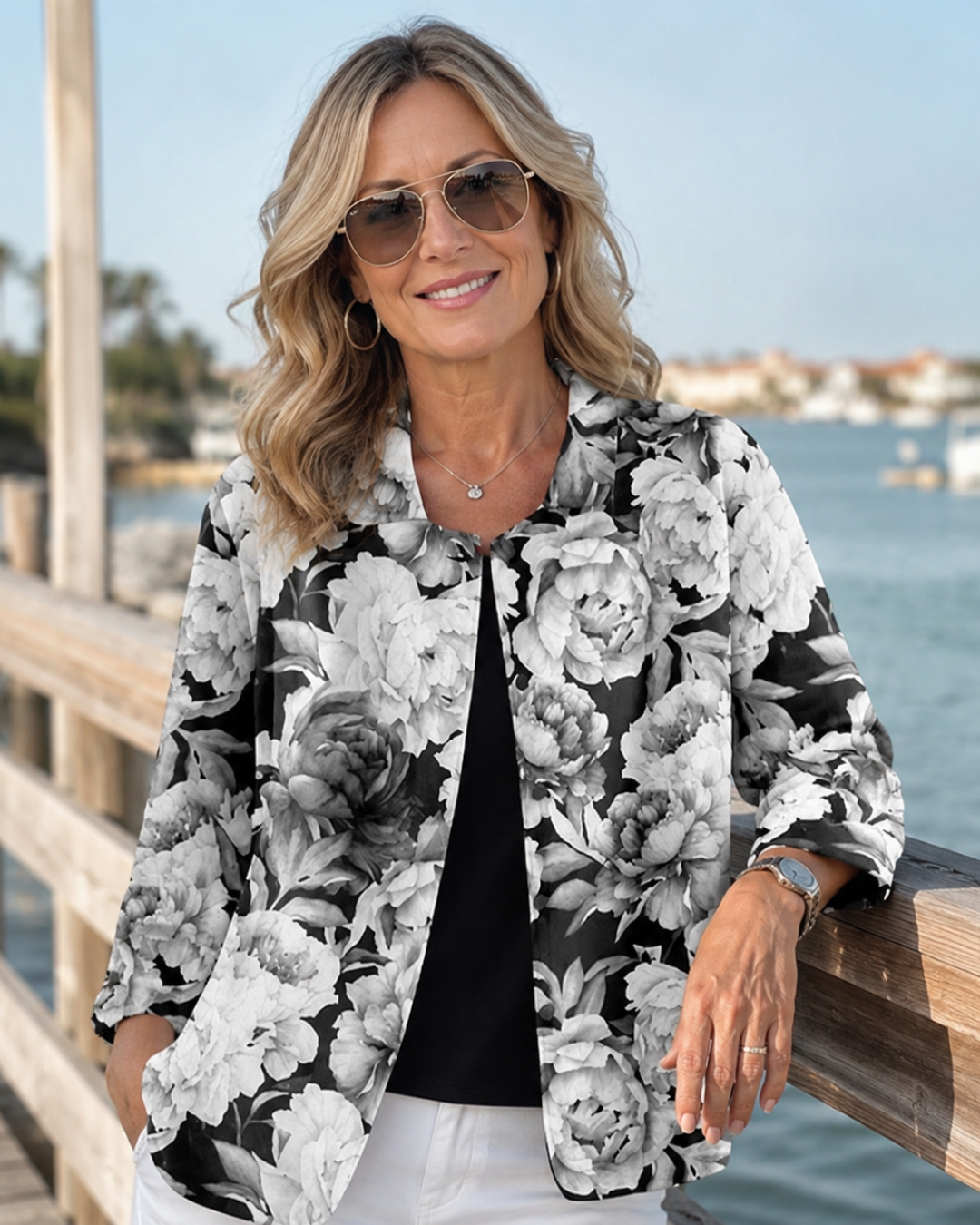 LEONTINA | BLUSE MIT PEONIEN-GRAVUR