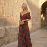 POPPY | ELEGANTES KLEID MIT BLÄTTER-PRINT