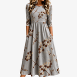 SOPHIA | HERBSTBLÜTEN-TASCHENKLEID IN MIDI-LÄNGE