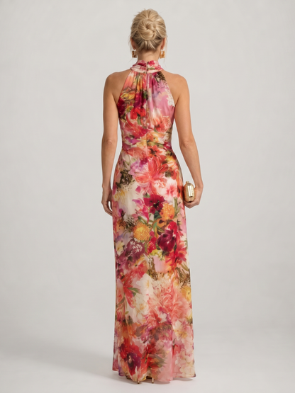 ELISABETTA | MAXIKLEID MIT HALTERNECK UND BLUMENPRINT