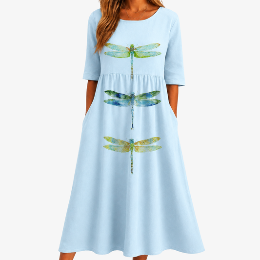 CHARLOTTE | SKY MEADOW DRAGONFLY POCKET-MIDIKLEID