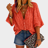 CHLOE | KNÖPFBARE BLUSE CORAL BREEZE
