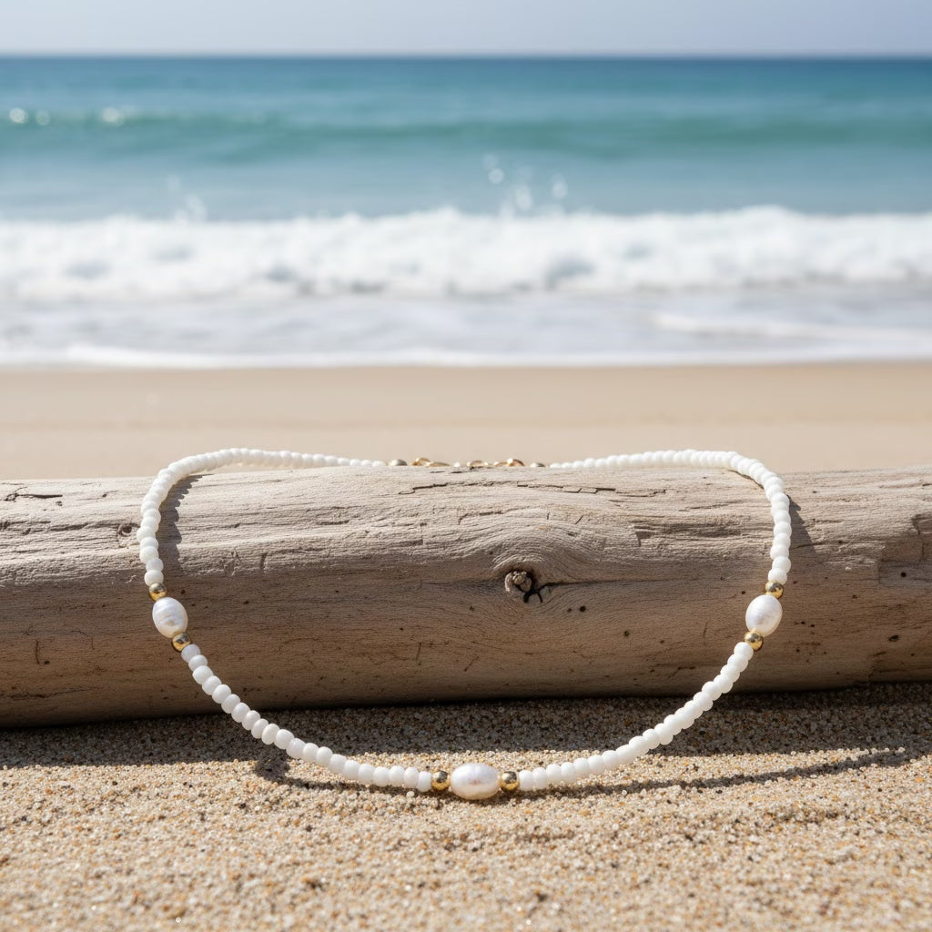 CLARA | DAINTY PEARL BEADED NECKLACE