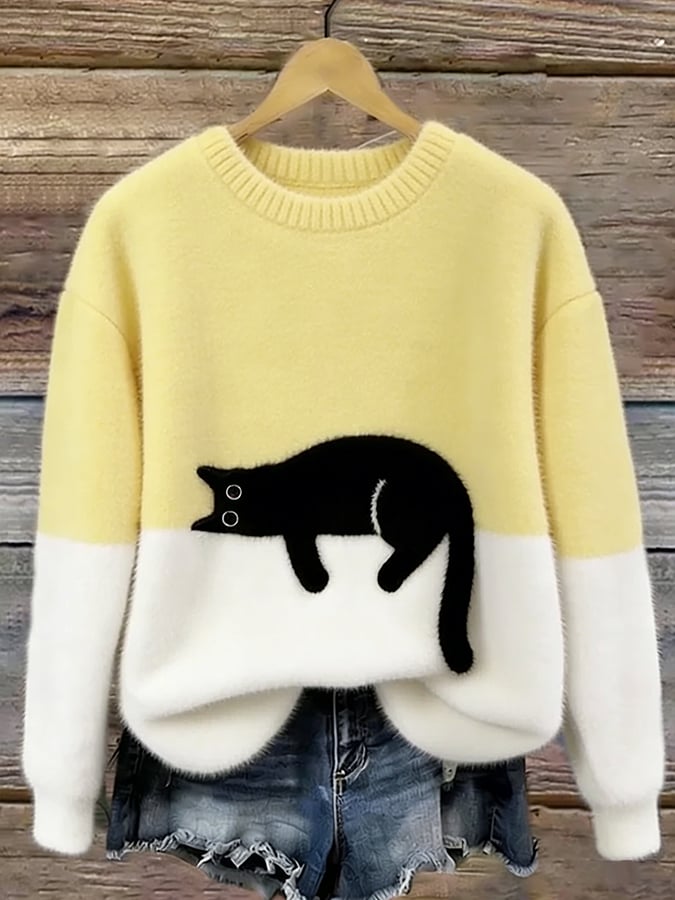 KIRSTEN | ELEGANTES SWEATSHIRT MIT KATZEN-PRINT
