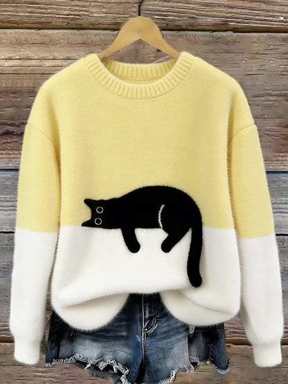 KIRSTEN | ELEGANTES SWEATSHIRT MIT KATZEN-PRINT