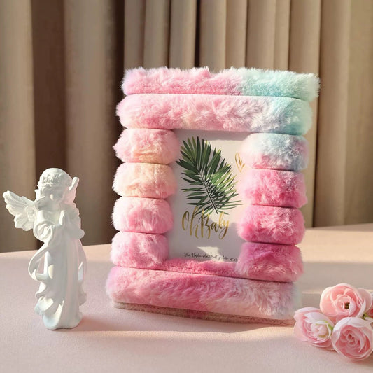 BLUSHORA | PASTEL STRIPED FAUX FUR PHOTO FRAME