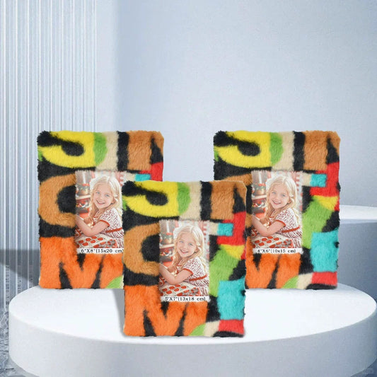 ZENVORA | ABSTRACT MULTICOLOR FAUX FUR PHOTO FRAME SET