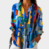 BRIELLE | AUSGEFALLENE BLUSE IM VIBRANTEN MOSAIK-DESIGN