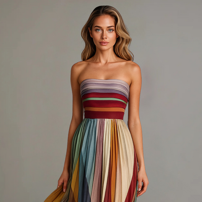 ISABELLA | TRÄGERLOSES PLISSEE-MAXIKLEID