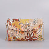 SUNSETBLOOM | HERBSTLICHE CLUTCH-UMHÄNGETASCHE MIT PAILLETTENBLUMEN