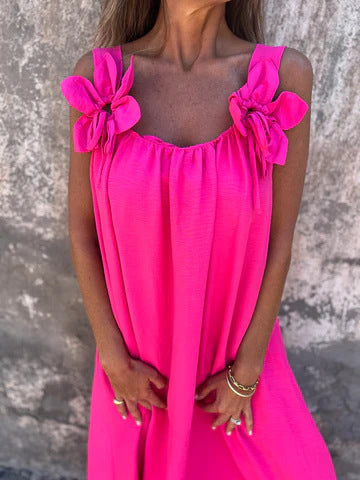 SYBIL | MAXIKLEID MIT SCHLEIFENTRÄGERN UND U-AUSSCHNITT