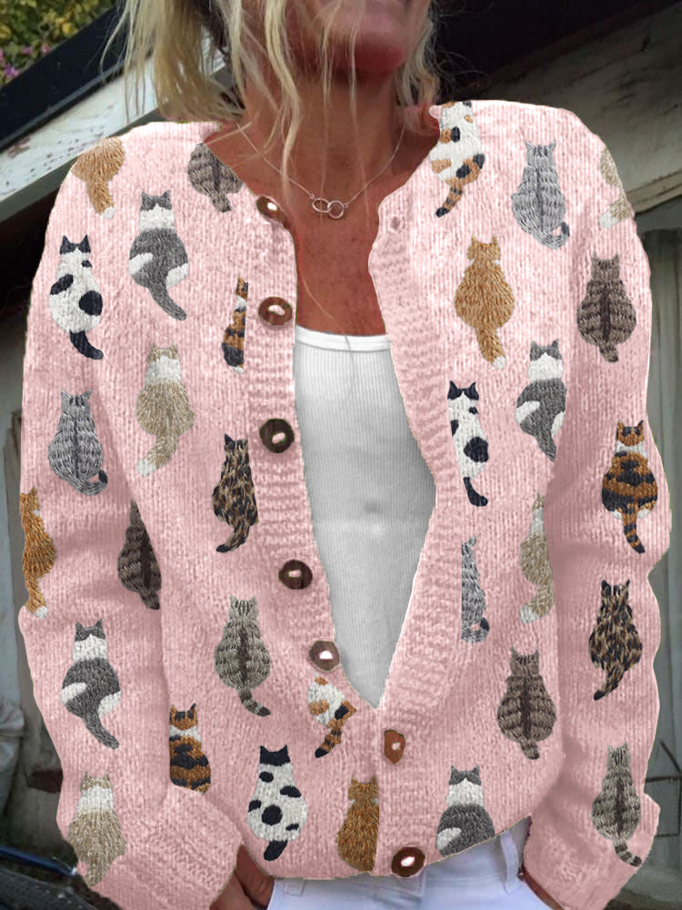 CLEMENTINE | STRICKJACKE MIT GEMÜTLICHEM KATZENMUSTER