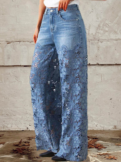 OCTAVIA | JEANS MIT WEITEM BEIN UND SPITZENEINSATZ