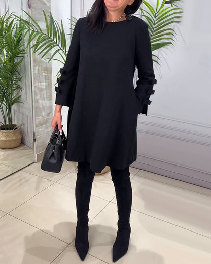 MEREDITH | SWING-KLEID MIT RUNDAUSSCHNITT UND AUSGESTELLTEN ÄRMELN
