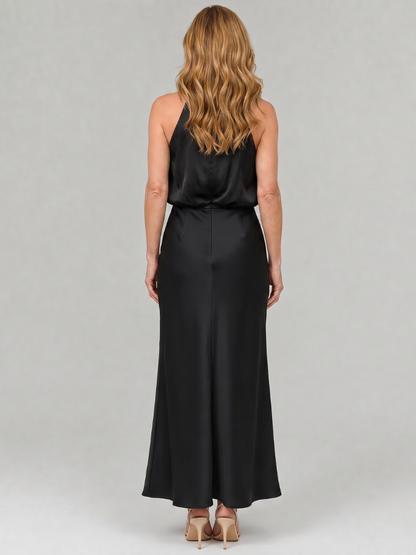 NOPAL | ÄRMELLOSES MIDI-KLEID MIT WASSERFALLAUSSCHNITT