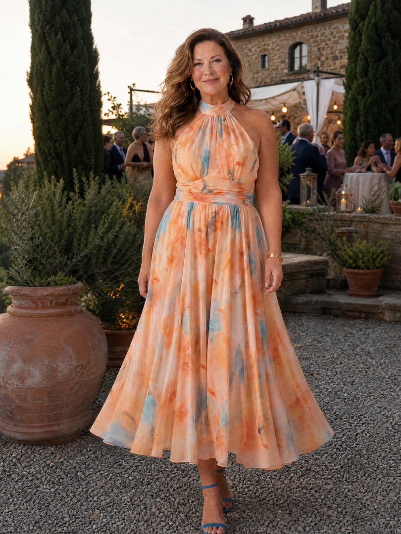 ELIN | MIDI-KLEID MIT HALTERNECK