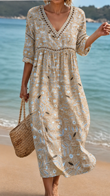 JESSICA | BLUMIGES STRANDKLEID IN WARMEN FARBTÖNEN