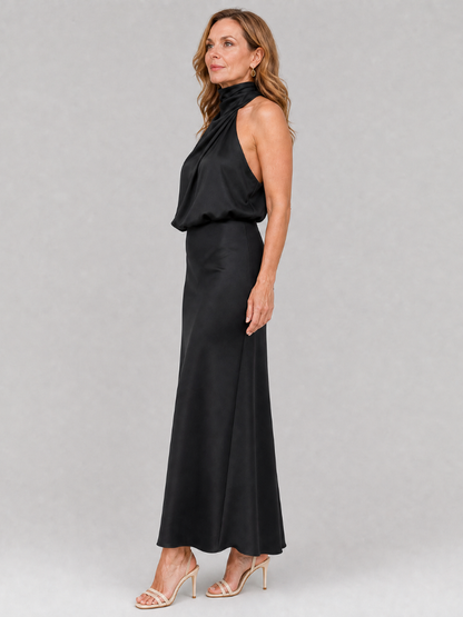 NOPAL | ÄRMELLOSES MIDI-KLEID MIT WASSERFALLAUSSCHNITT