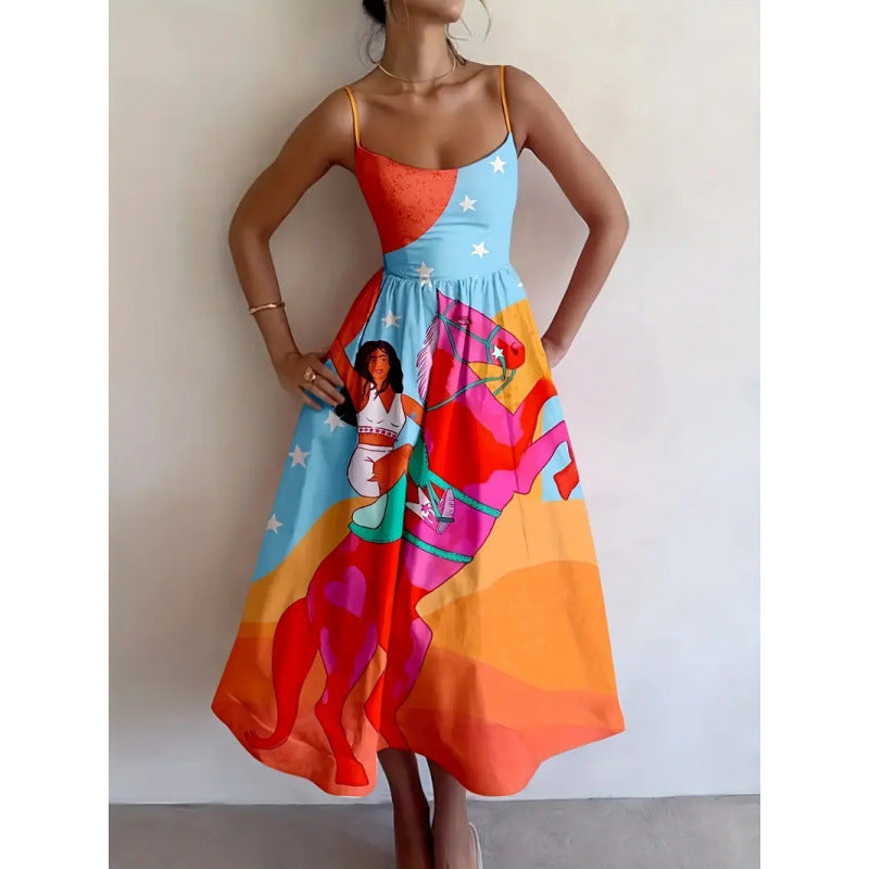 SOLAVIENNE | SUNSET MUSE MIDI-KLEID