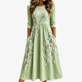 ELIZA | SAGE BLOSSOM GARDEN TASCHEN-MIDIKLEID