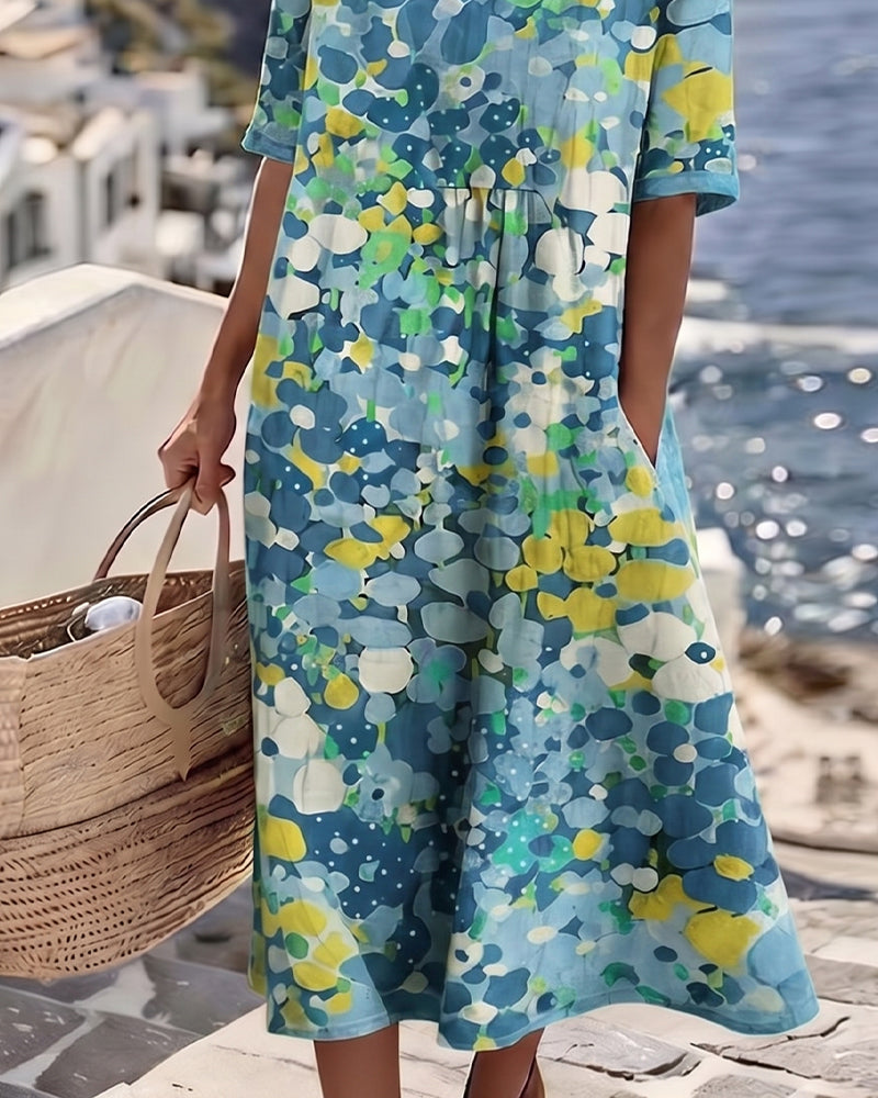 FLEURÉ | LUFTIGES MIDI-KLEID MIT BLUMENPRINT