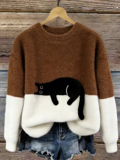 KIRSTEN | ELEGANTES SWEATSHIRT MIT KATZEN-PRINT