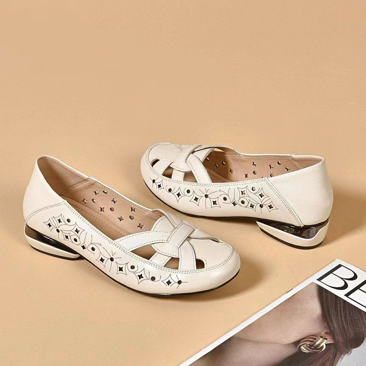 SYLVIE | ORTHOPÄDISCHE PERFORIERTE SCHLUPFSCHUHE MIT GESCHLOSSENER ZEHENKAPPE